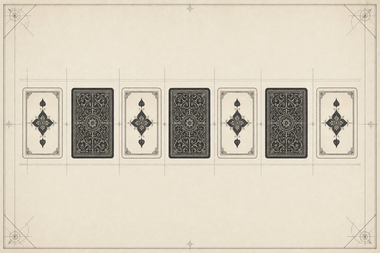 Seven Card Stud – Karten in präziser Stud-Anordnung